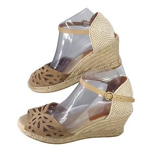 Kanna Women's Shoes Espadrille Wedge Heel Sandals Tan Womens Size EU 40 US 9.5